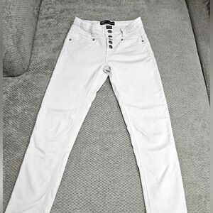 3/$21! White High Rise Button Up Skinny Pants, Size 1